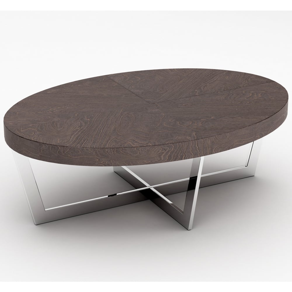 Napoli High Gloss Oval Coffee Table With Steel Base In Acorn