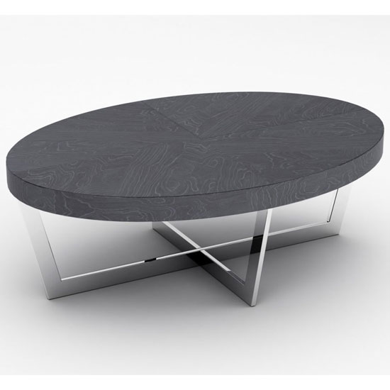 Photo of Napoli oval coffee table in slate high gloss with steel base