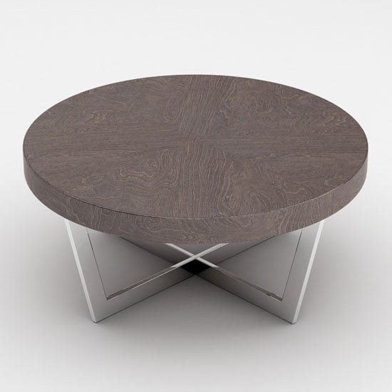 Product photograph of Napoli Round Coffee Table In Acorn High Gloss With Steel Base from Furniture in Fashion