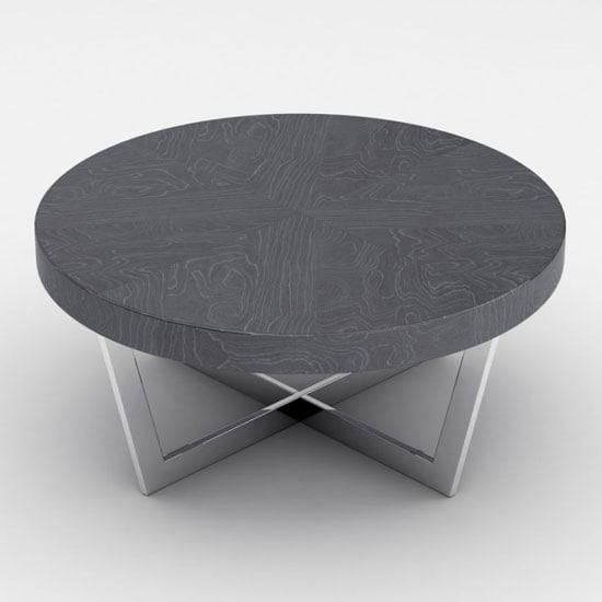 Read more about Napoli round coffee table in slate high gloss with steel base