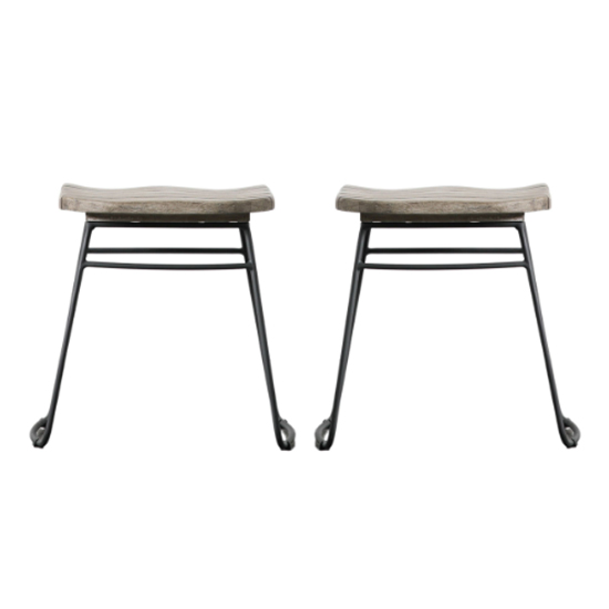 Narberth Outdoor Natural Wooden Outdoor Stools In A Pair