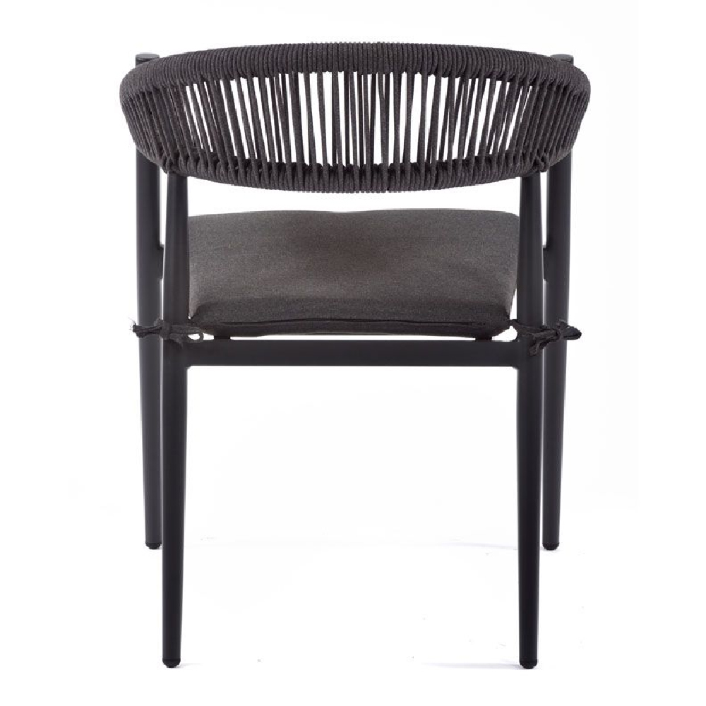 Nardo Charcoal Weave Arm Chairs With Cushion In Pair