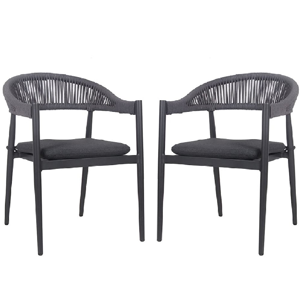 Product photograph of Nardo Charcoal Weave Arm Chairs With Cushion In Pair from Furniture in Fashion