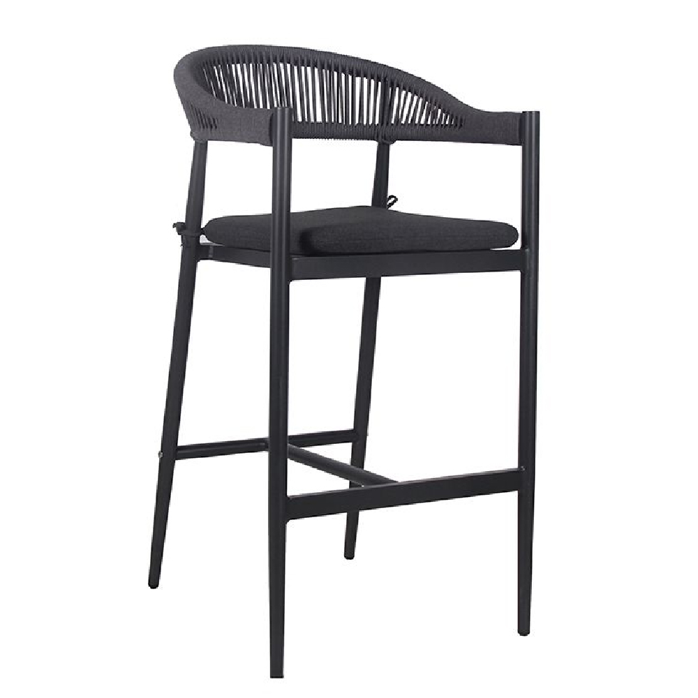 Nardo Charcoal Weave Bar Chairs In Pair