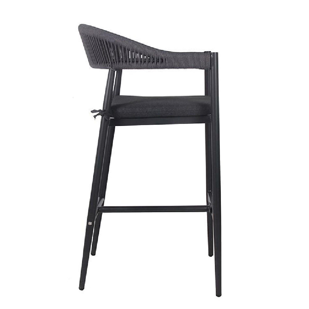 Nardo Charcoal Weave Bar Chairs In Pair