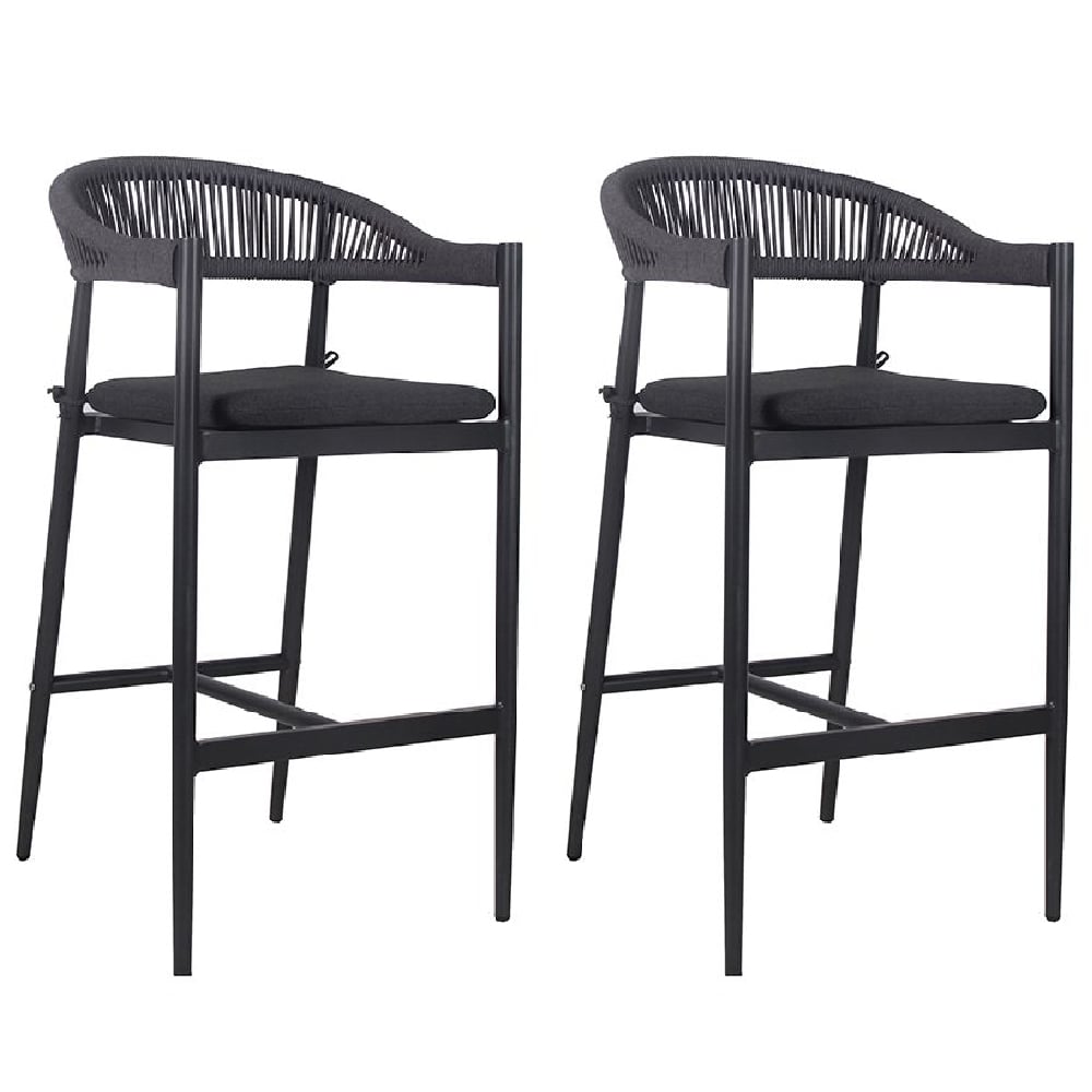 Product photograph of Nardo Charcoal Weave Bar Chairs In Pair from Furniture in Fashion