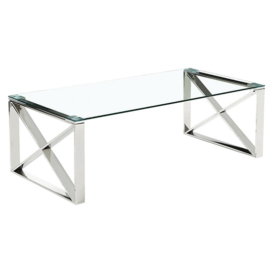 Read more about Nardo clear glass coffee table with silver metal frame
