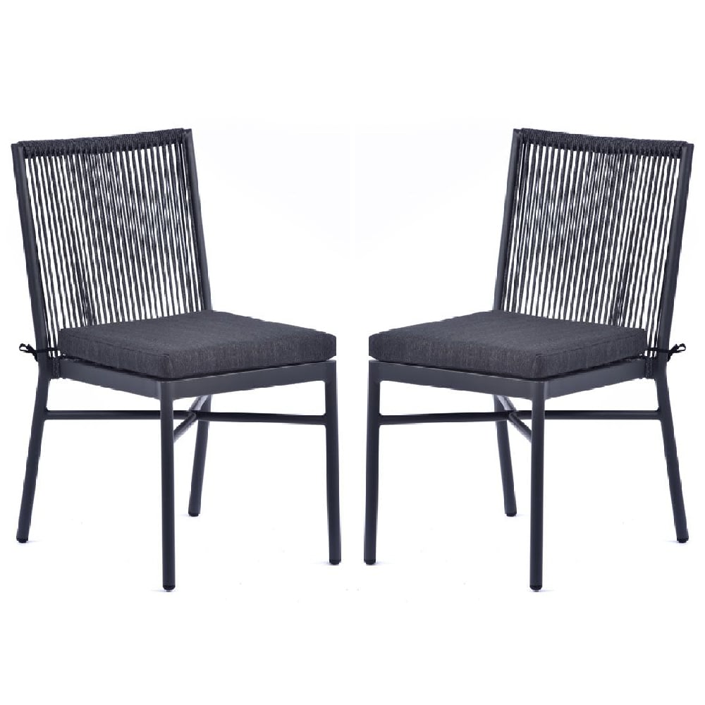 Product photograph of Nardo Grey Weave Outdoor Side Chairs With Metal Frame In Pair from Furniture in Fashion