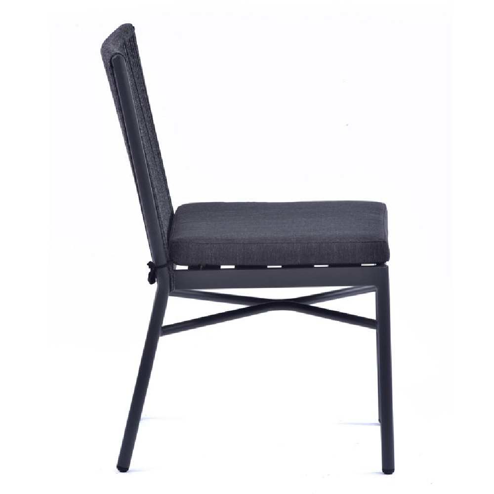 Nardo Grey Weave Outdoor Side Chairs With Metal Frame In Pair