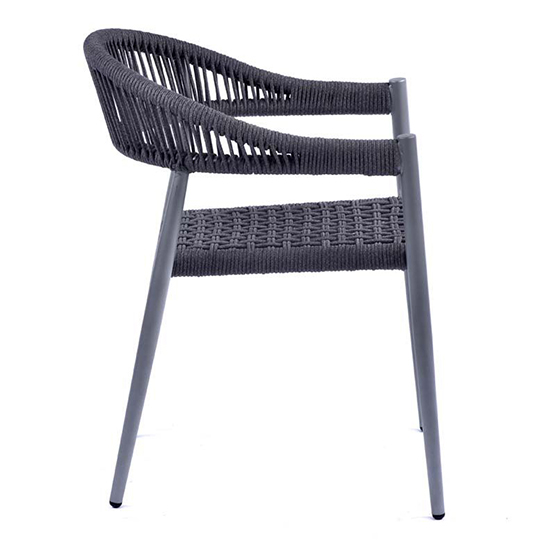 Nardo Rope Weave Arm Chair In Grey With Metal Frame