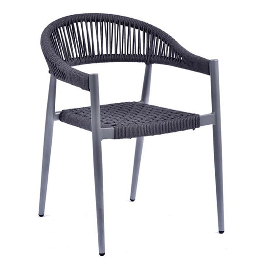 Product photograph of Nardo Rope Weave Arm Chair In Grey With Metal Frame from Furniture in Fashion