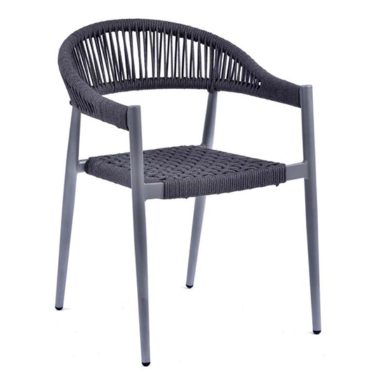 Read more about Nardo rope weave arm chair in grey with metal frame