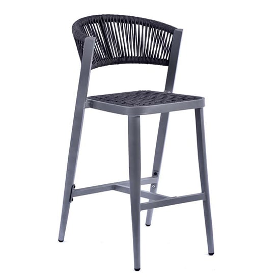 Product photograph of Nardo Rope Weave Bar Chair In Grey With Metal Frame from Furniture in Fashion