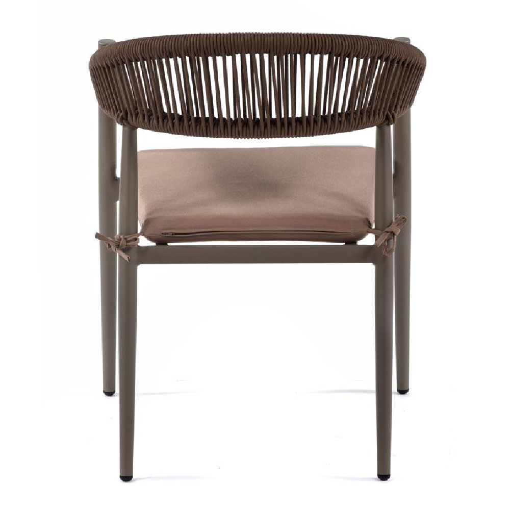 Nardo Taupe Weave Arm Chairs With Cushion In Pair