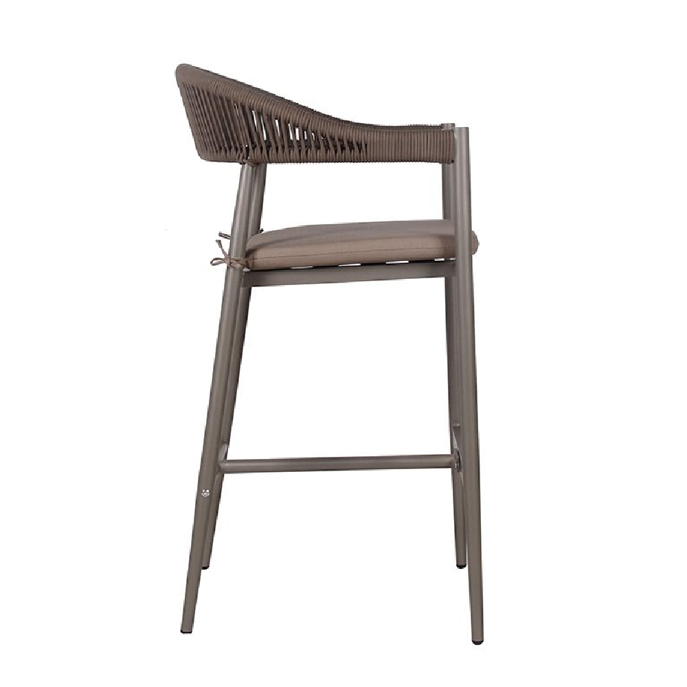 Nardo Taupe Weave Bar Chairs With Metal Frame In Pair