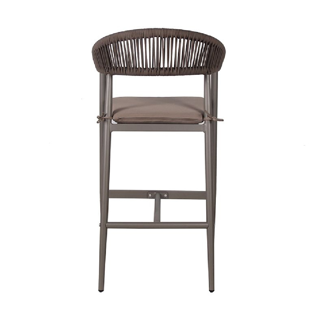Nardo Taupe Weave Bar Chairs With Metal Frame In Pair