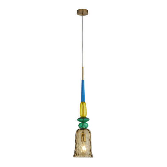 Read more about Narghile pendant light in multicolour glass with amber shade