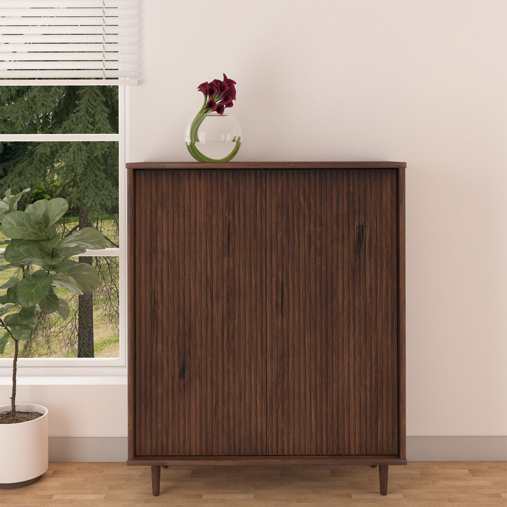 Narlen Wooden Highboard with 2 Doors in Brown