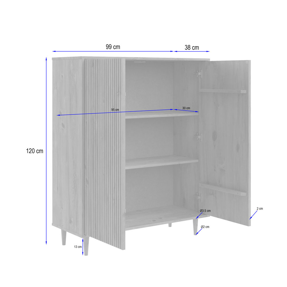 Narlen Wooden Highboard with 2 Doors in Brown