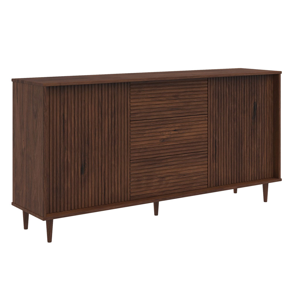 Narlen Wooden Sideboard with 2 Doors 3 Drawers in Brown