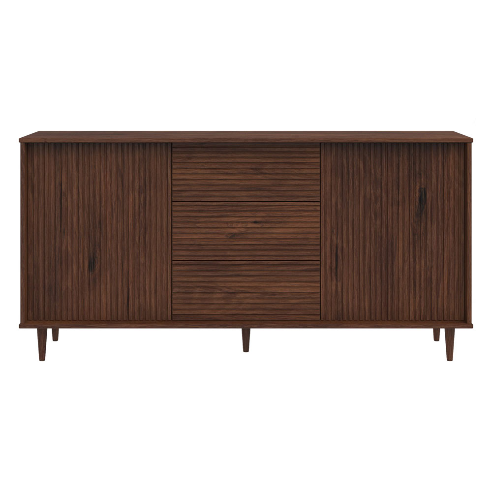 Narlen Wooden Sideboard with 2 Doors 3 Drawers in Brown