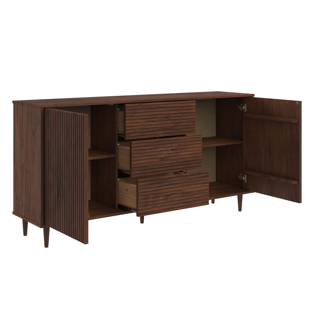 Narlen Wooden Sideboard with 2 Doors 3 Drawers in Brown