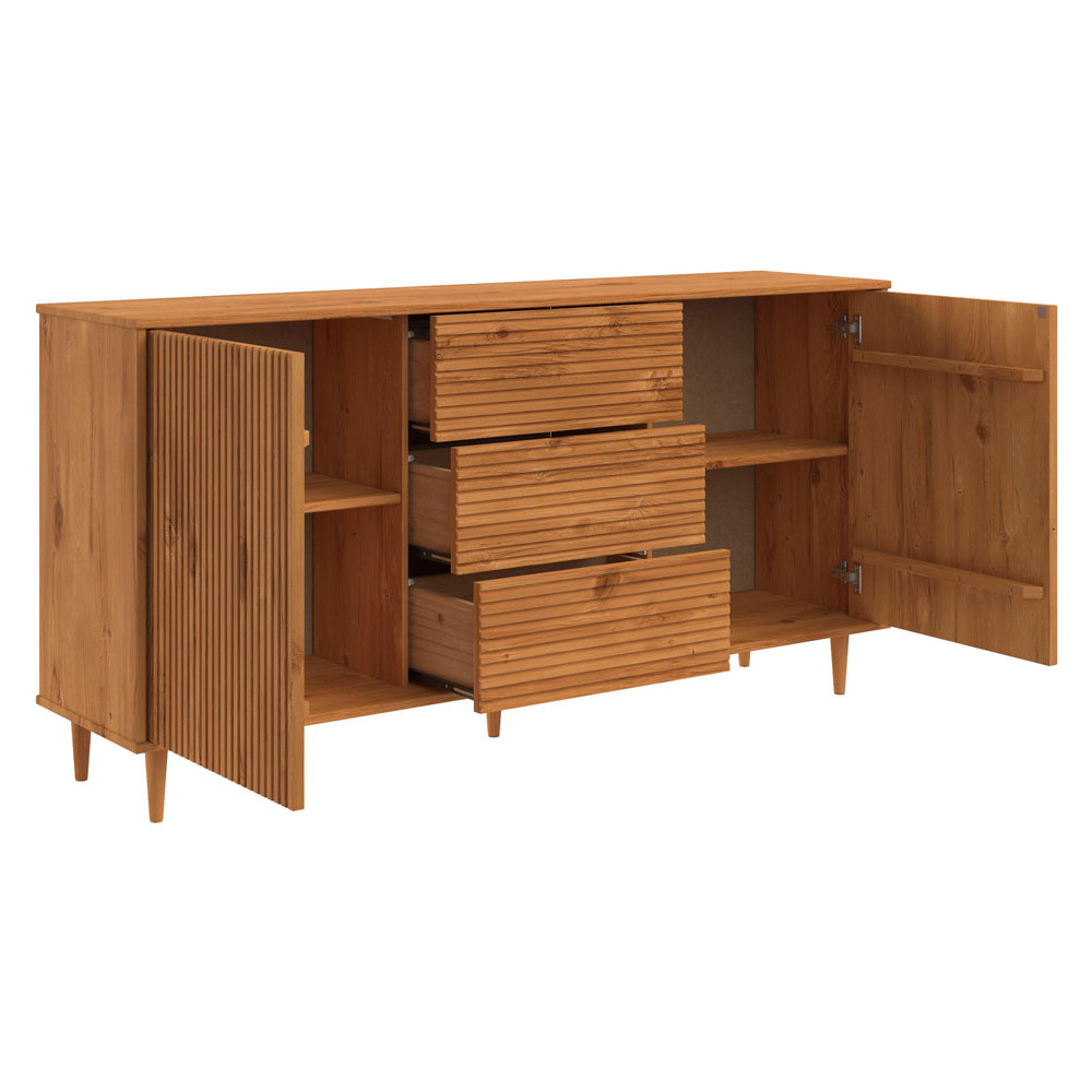 Narlen Wooden Sideboard with 2 Doors 3 Drawers in Natural
