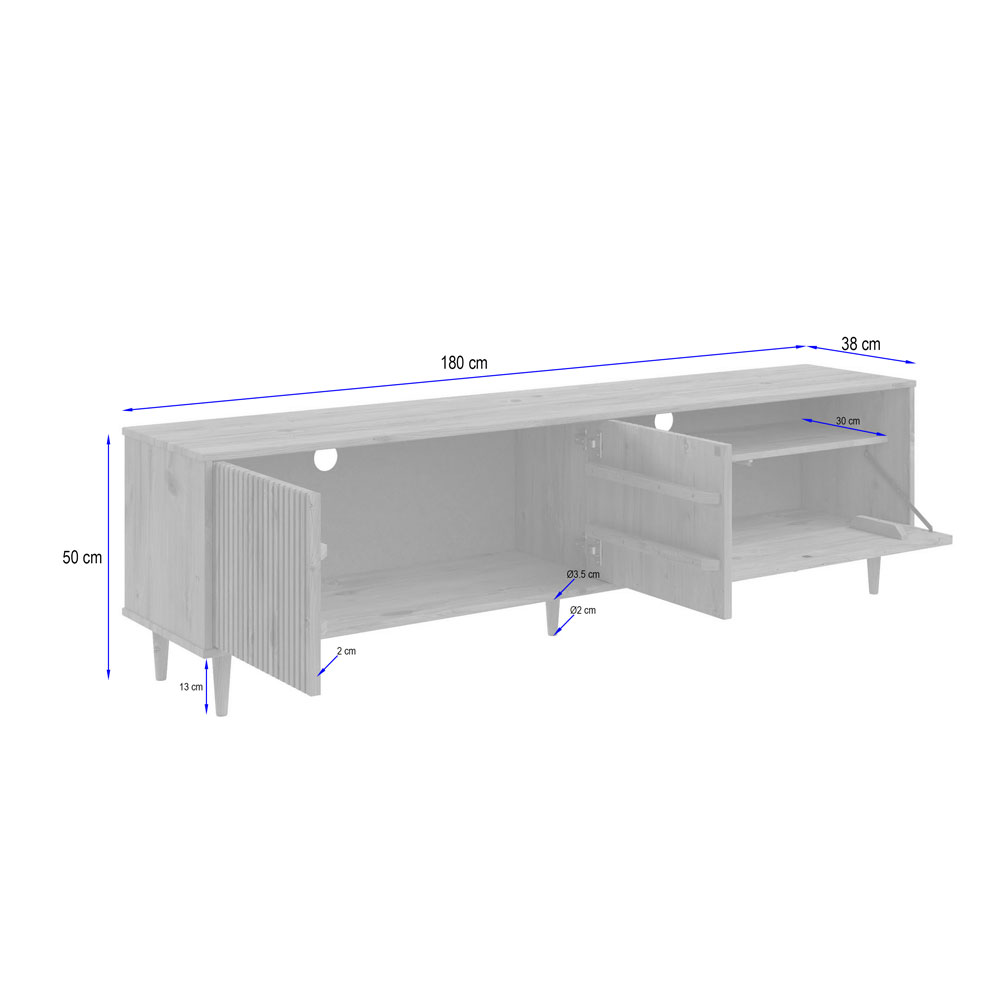 Narlen Wooden TV Stand with 3 Doors in Natural