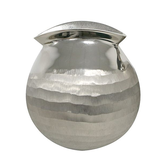 Photo of Narrow aluminium small decorative vase in polished silver