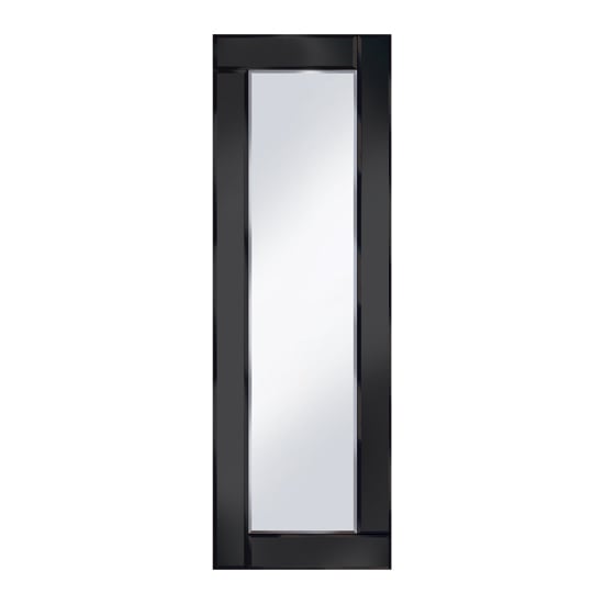 Product photograph of Bevelled Black 120x40 Narrow Wall Mirror from Furniture in Fashion