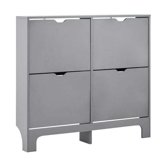 Newquay Wooden Shoe Storage Cabinet In Grey With 4 Drawers_4