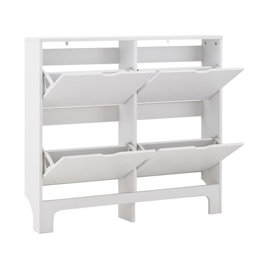 Newquay Wooden Shoe Storage Cabinet In White With 4 Drawers_4