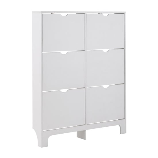 Newquay Wooden Shoe Storage Cabinet In White With 6 Drawers_3