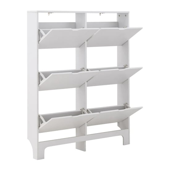 Newquay Wooden Shoe Storage Cabinet In White With 6 Drawers_4