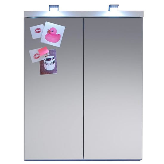 Narto LED Bathroom Mirrored Cabinet In White High Gloss_2