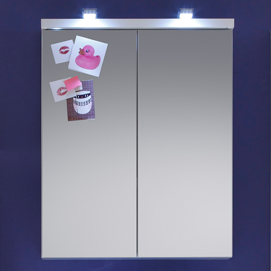 Narto LED Bathroom Mirrored In White High Gloss Furniture in Fashion