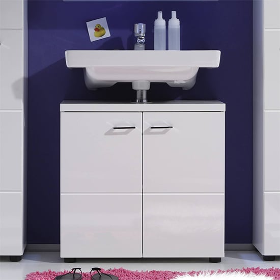 Narto Wooden Bathroom Vanity Unit In White High Gloss_1