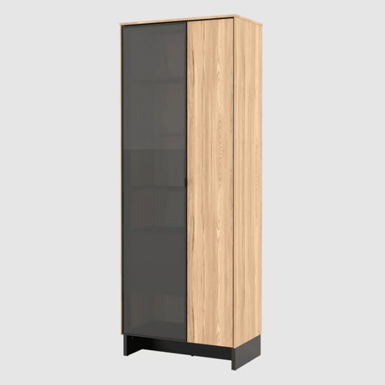 Product photograph of Narva Display Cabinet 2 Doors Narrow In Mountain Ash With Led from Furniture in Fashion