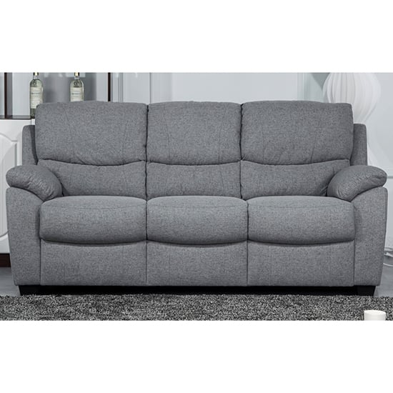 Narva Fixed Fabric 3 Seater Sofa In Grey