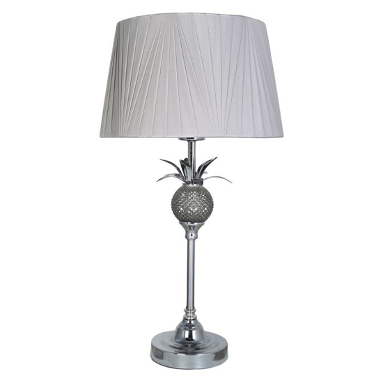 Photo of Narva light grey shade table lamp with pineapple metal base