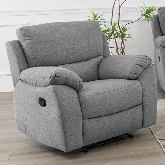 Narva Manual Recliner Fabric 1 Seater Sofa In Grey