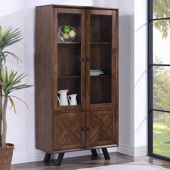 Read more about Narva mindi wood display cabinet with 4 doors in walnut