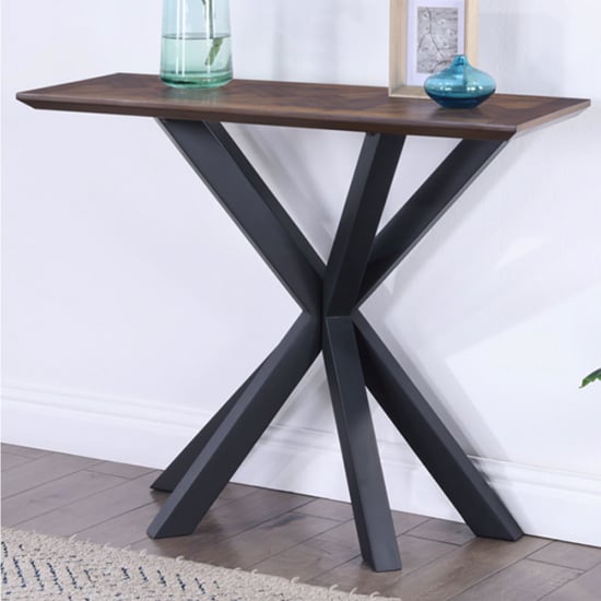Read more about Narva parquet top mindi wood console table in walnut