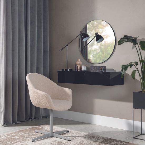 Narva Round Wall Mirror In Black Wooden Frame