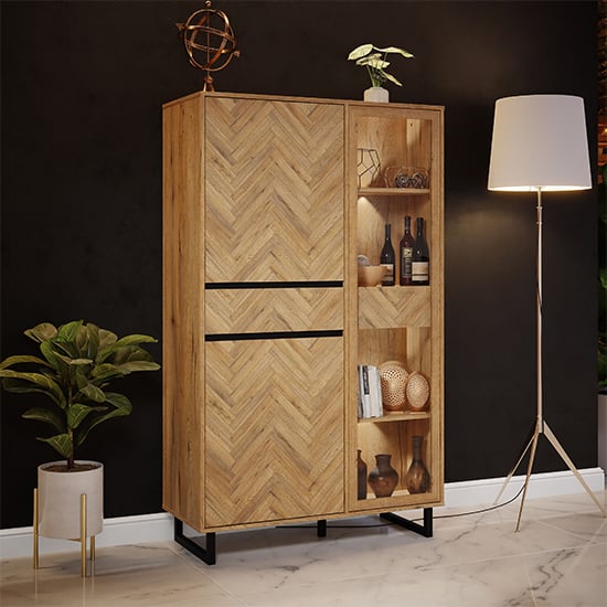 Product photograph of Narva Wooden Display Cabinet In Spica Oak from Furniture in Fashion