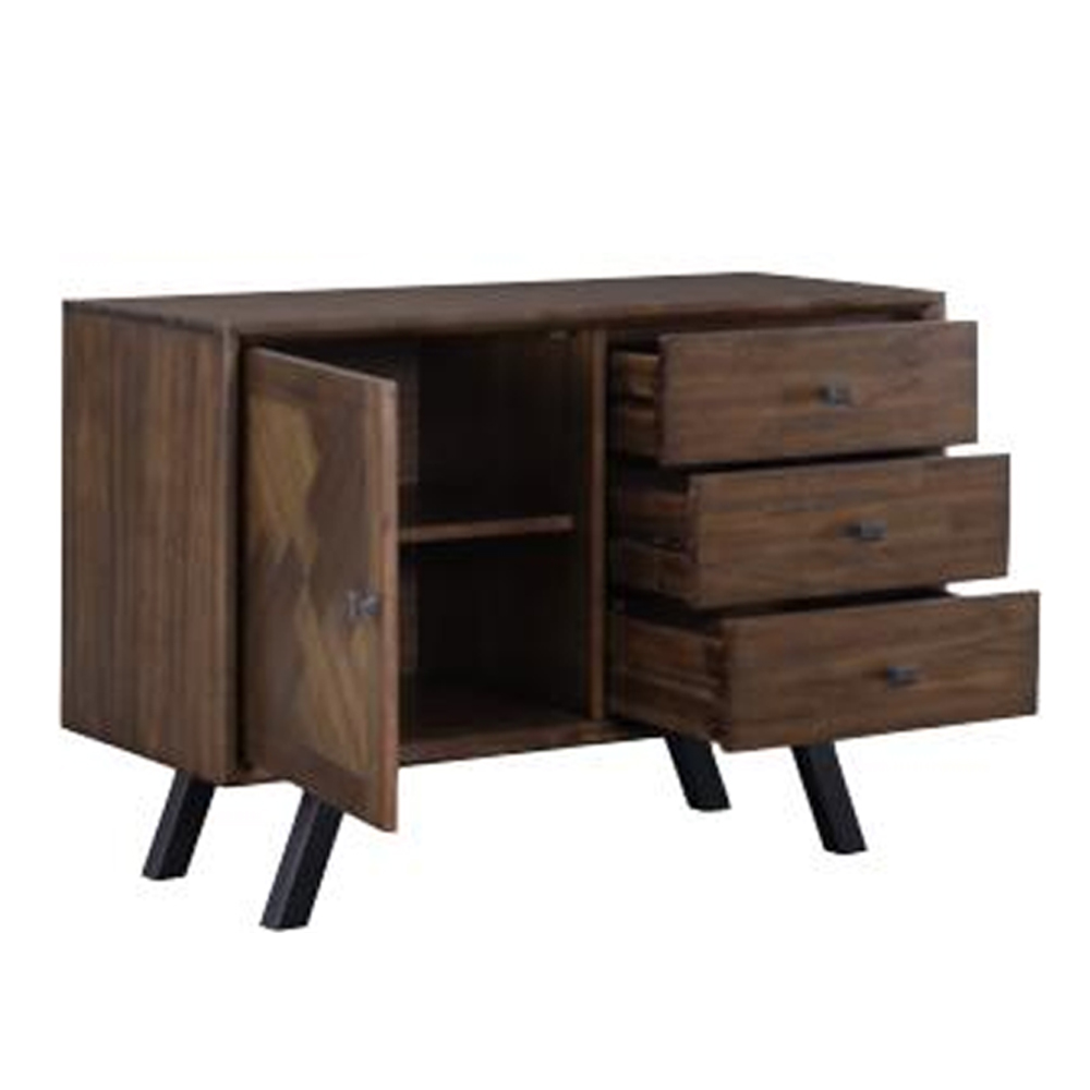 Narva Wooden Sideboard With 1 Door 3 Drawers In Walnut