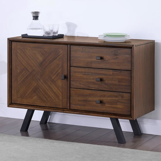 Product photograph of Narva Wooden Sideboard 1 Door 3 Drawers In Walnut from Furniture in Fashion