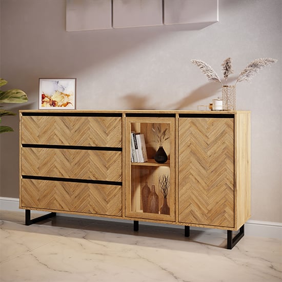Read more about Narva wooden sideboard 2 doors 3 drawers in spica oak