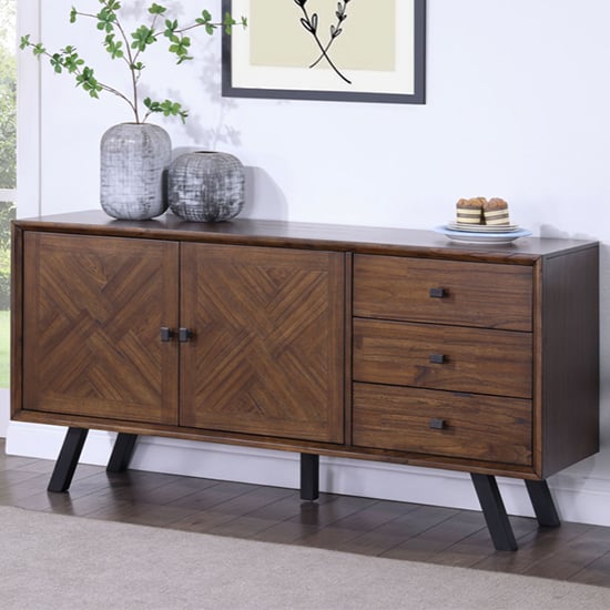 Product photograph of Narva Wooden Sideboard 2 Doors 3 Drawers In Walnut from Furniture in Fashion