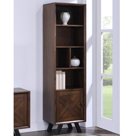 Product photograph of Narva Wooden Small Bookcase With 1 Door In Walnut from Furniture in Fashion